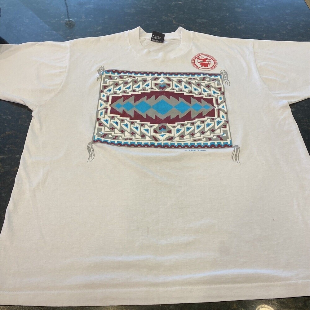 Vtg. Single Stitch Native American Ragtop Firefighters WINNEBAGO NATION USA XL